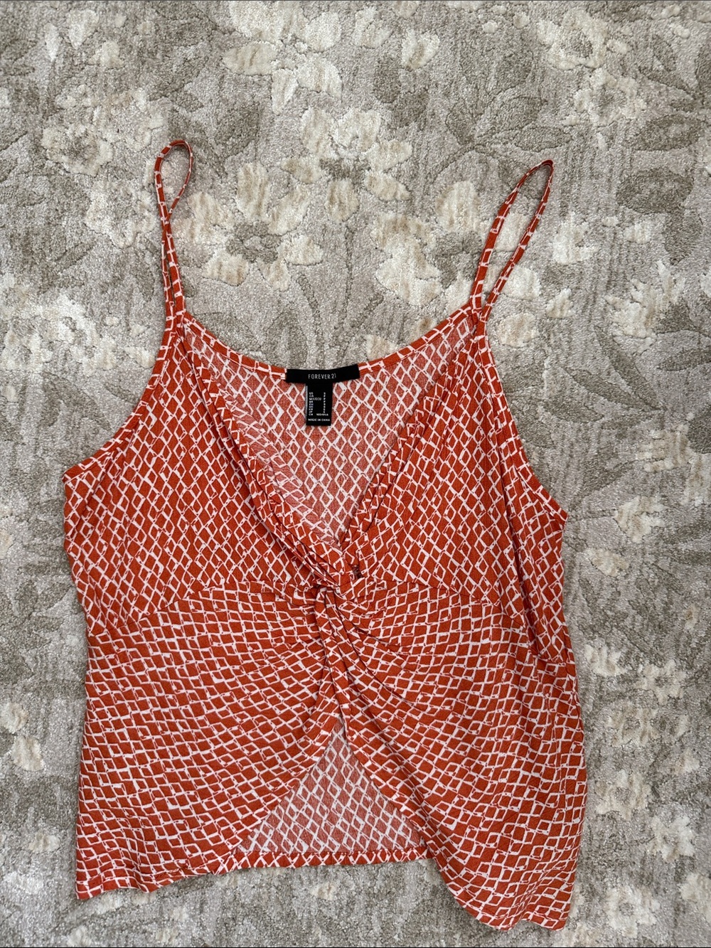 Forever 21 Orange and White Twist-Front Cami